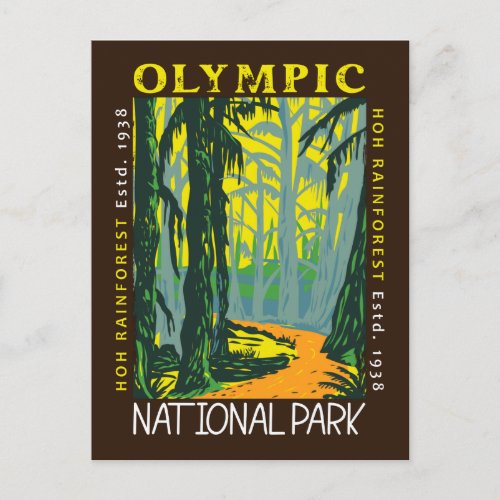 Olympic National Park Hoh Rainforest Distressed Postcard