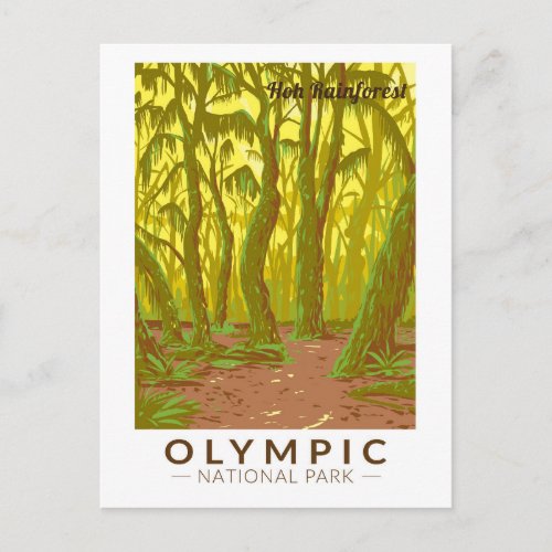Olympic National Park Hoh Rainforest Travel Art Postcard