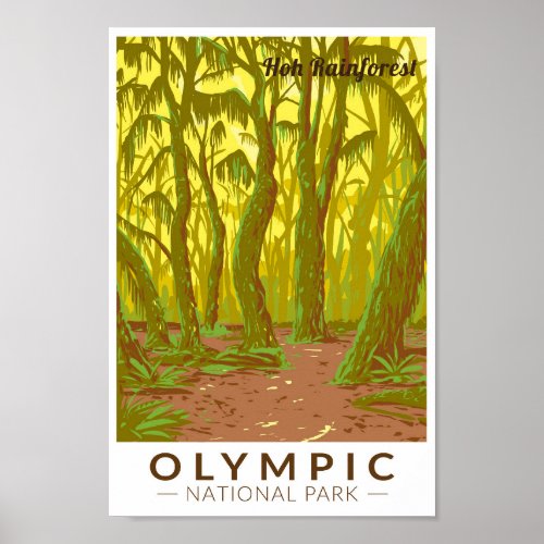 Olympic National Park Hoh Rainforest Travel Art Poster