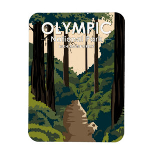 Olympic National Park Hoh Rainforest Vintage Magnet
