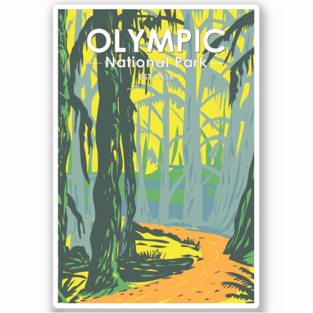 Olympic National Park Hoh Rainforest Vintage Sticker (Front)