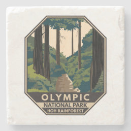 Olympic National Park Hoh Rainforest Vintage Stone Coaster