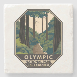Olympic National Park Hoh Rainforest Vintage Stone Coaster