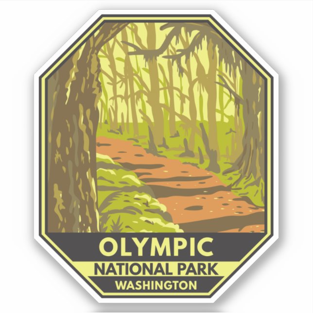 Olympic National Park Hoh Rainforest Washington Sticker (Front)