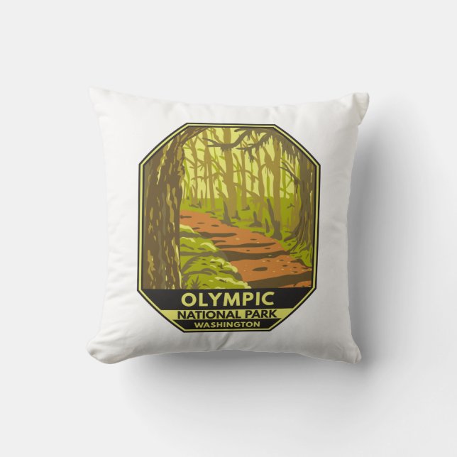 Olympic National Park Hoh Rainforest Washington   Throw Pillow (Front)