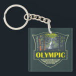 Olympic National Park Illustration Retro Keychain<br><div class="desc">Olympic vector artwork design. The park sprawls across several different ecosystems,  from the dramatic peaks of the Olympic Mountains to old-growth forests.</div>
