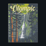 Olympic National Park Illustration Retro Postcard<br><div class="desc">Olympic vector artwork design. The park sprawls across several different ecosystems,  from the dramatic peaks of the Olympic Mountains to old-growth forests.</div>