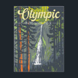 Olympic National Park Illustration Retro Postcard<br><div class="desc">Olympic vector artwork design. The park sprawls across several different ecosystems,  from the dramatic peaks of the Olympic Mountains to old-growth forests.</div>