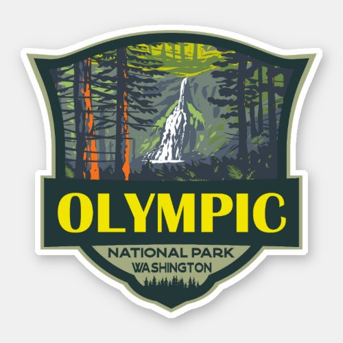 Olympic National Park Illustration Retro Sticker