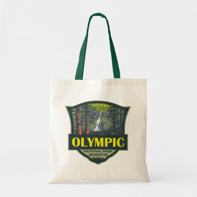 Olympic National Park Illustration Retro Tote Bag (Front)