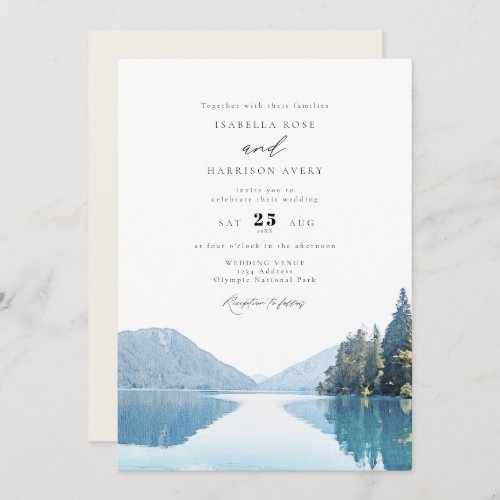 OLYMPIC NATIONAL PARK Mountain Lake Wedding  Invitation