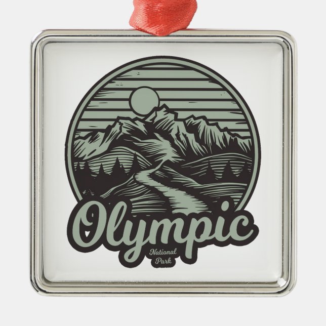 Olympic National Park Mountain Trail Metal Ornament (Front)