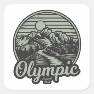 Olympic National Park Mountain Trail Square Sticker