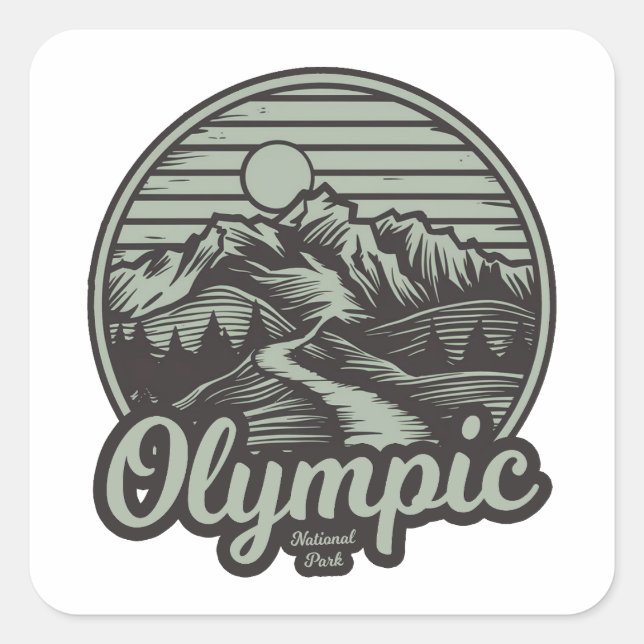 Olympic National Park Mountain Trail Square Sticker (Front)
