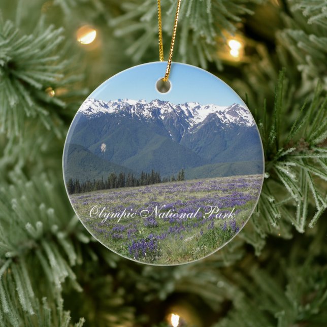 Olympic National Park Mountains and Meadows Ceramic Ornament (Tree)