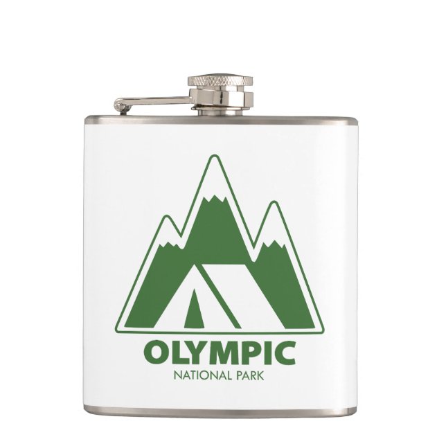 Olympic National Park Mountains Camping Flask (Front)