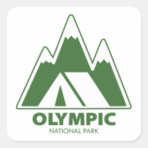 Olympic National Park Mountains Camping Square Sticker