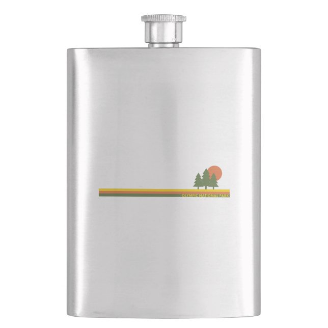 Olympic National Park Pine Trees Sun Flask (Front)