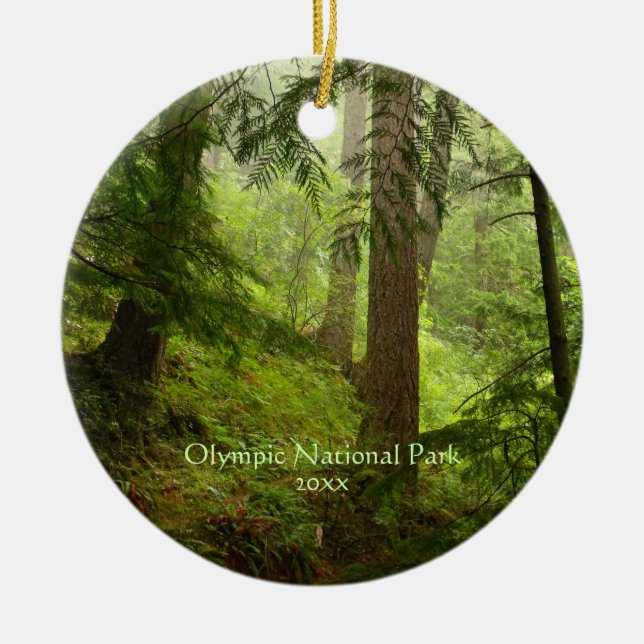 Olympic National Park Rainforest Photo Ceramic Ornament (Front)