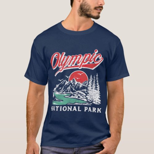 Olympic National Park Retro 80s Mountains T_Shirt