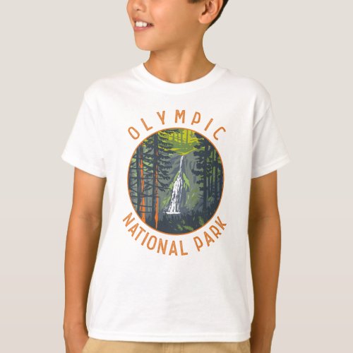 Olympic National Park Retro Distressed Circle T_Shirt