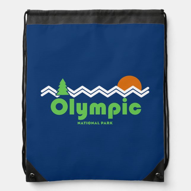 Olympic National Park Retro Drawstring Bag (Front)
