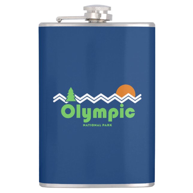 Olympic National Park Retro Flask (Front)