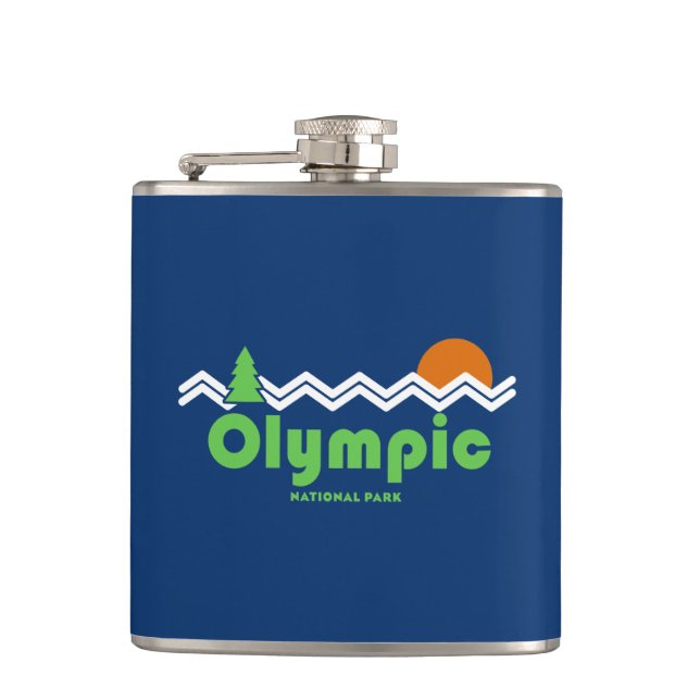 Olympic National Park Retro Flask (Front)