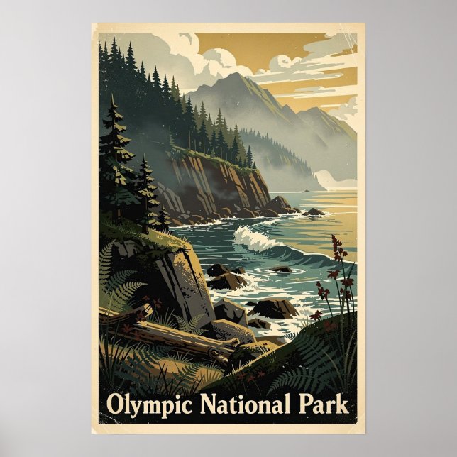 Olympic National Park Retro Poster (Front)