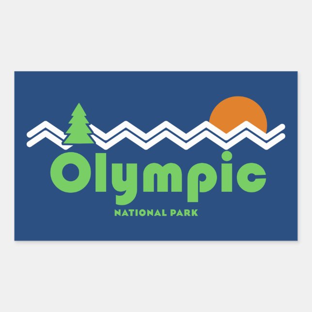 Olympic National Park Retro Rectangular Sticker (Front)