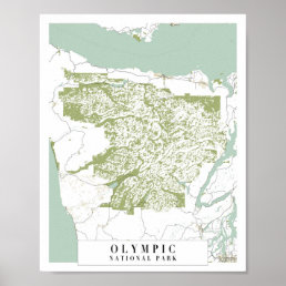 Olympic National Park Retro Street Map Poster