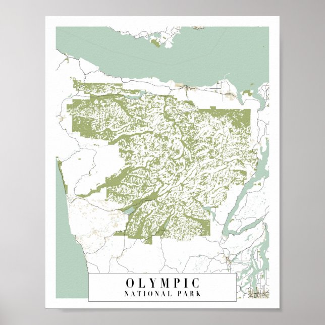Olympic National Park Retro Street Map Poster (Front)