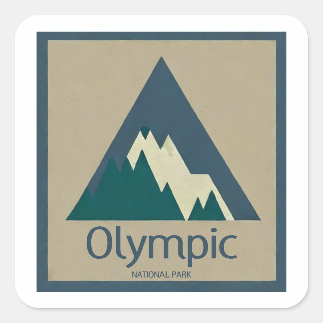 Olympic National Park Rustic Square Sticker (Front)