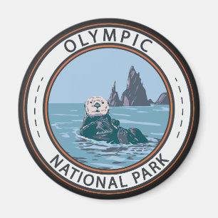 Olympic National Park Sea Otter Circle Magnet