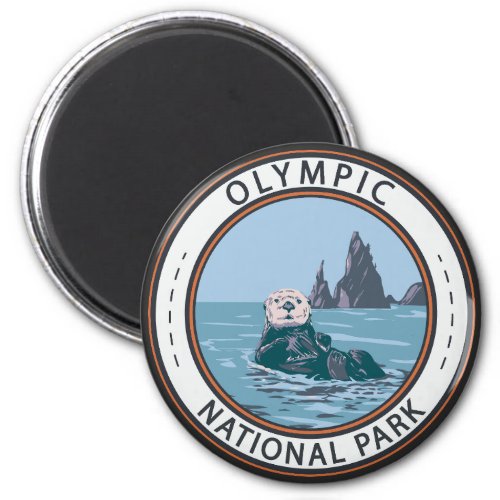 Olympic National Park Sea Otter Circle Magnet