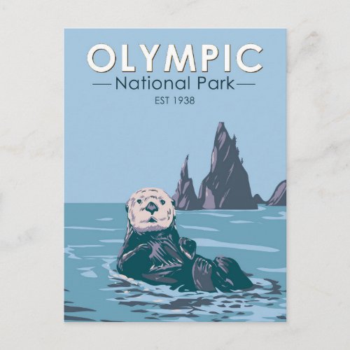 Olympic National Park Sea Otter Vintage Postcard