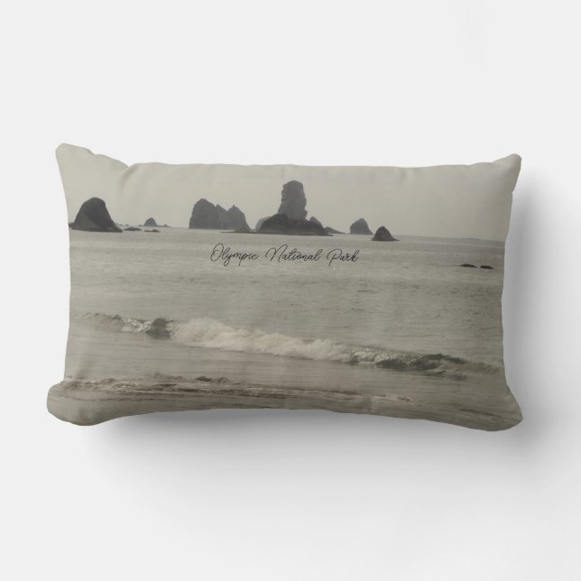 Olympic National Park Seascape Beach Photo  Lumbar Pillow (Front)