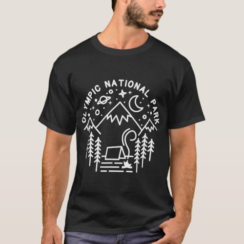 Olympic National Park Shirt Camping Line Art