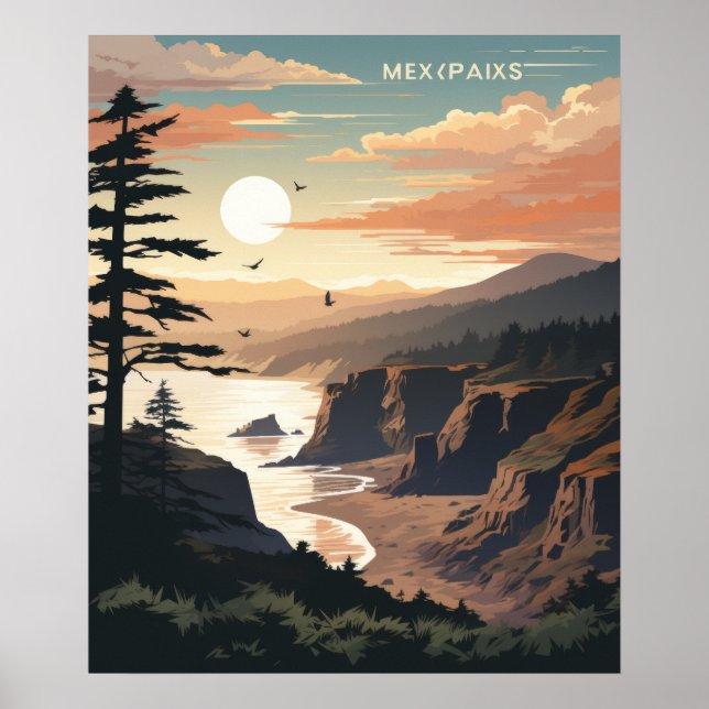 Olympic National Park Vector Illustration Poster (Front)