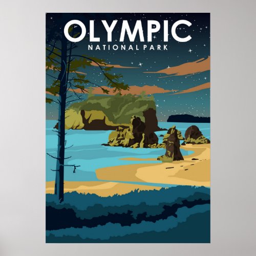 Olympic National Park Vintage Travel Poster