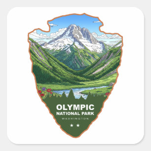 Olympic National Park Washington Arrowhead Square Sticker