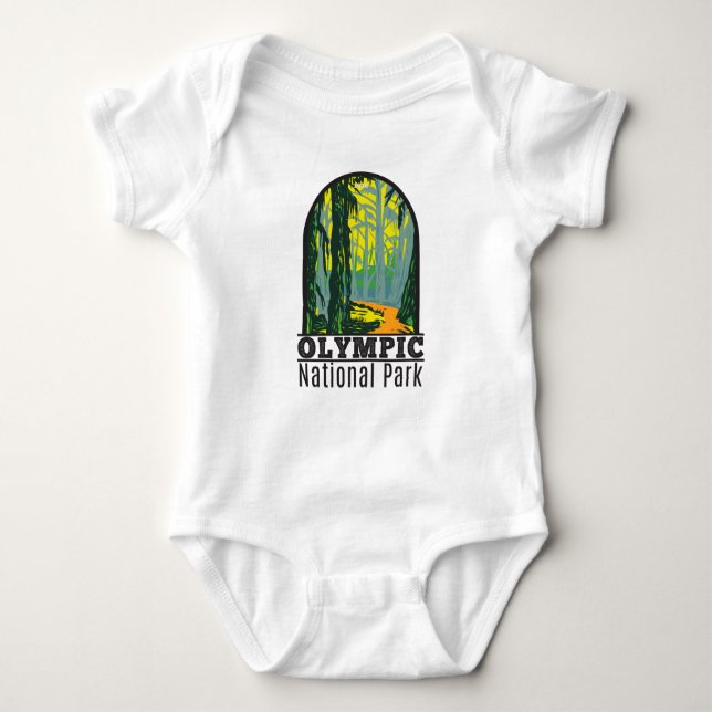 Olympic National Park Washington Hoh Rainforest Baby Bodysuit (Front)