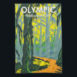 Olympic National Park Washington Hoh Rainforest  Kitchen Towel<br><div class="desc">Olympic vector artwork design. The park sprawls across several different ecosystems,  from the dramatic peaks of the Olympic Mountains to old-growth forests.</div>