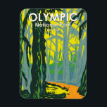 Olympic National Park Washington Hoh Rainforest Magnet<br><div class="desc">Olympic vector artwork design. The park sprawls across several different ecosystems,  from the dramatic peaks of the Olympic Mountains to old-growth forests.</div>