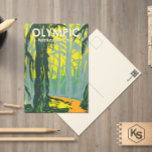 Olympic National Park Washington Hoh Rainforest Postcard<br><div class="desc">Olympic vector artwork design. The park sprawls across several different ecosystems,  from the dramatic peaks of the Olympic Mountains to old-growth forests.</div>