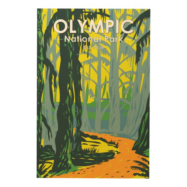 Olympic National Park Washington Hoh Rainforest  Wood Wall Art (Front)