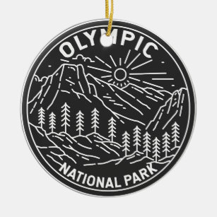 Olympic National Park Washington Monoline  Ceramic Ornament