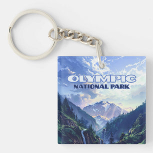 Olympic National Park Washington Mountains Vintage Keychain