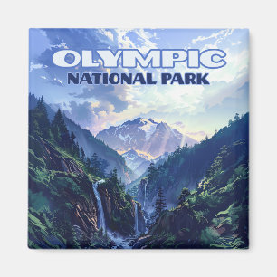 Olympic National Park Washington Mountains Vintage Magnet