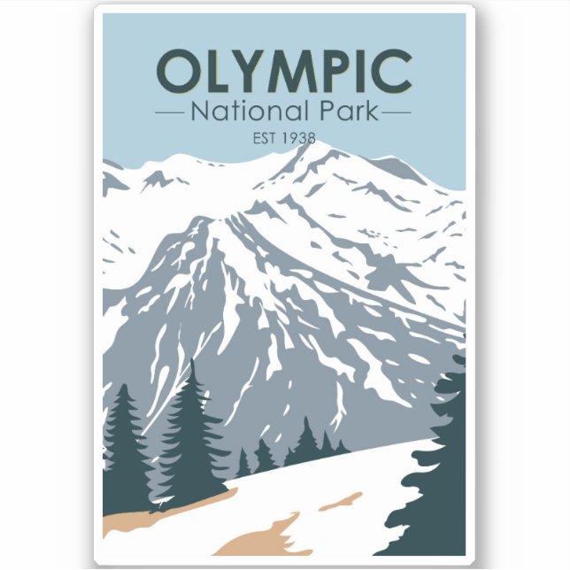 Olympic National Park Washington Retro Sticker (Front)